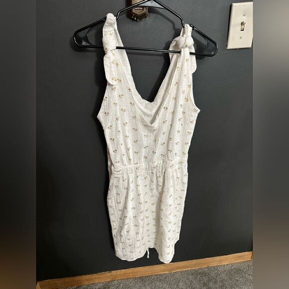 For Cynthia White Dress with Gold Palm Tree Print Sleeveless NEW Size Small - Picture 4 of 12